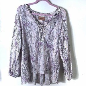 Zadig & Voltaire Boho Tribal Pattern Laceup blouse